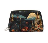 WZYCWB Small Towns Printed Leather Cosmetic Bag for Women - Stylish and Soft, Durable
