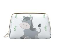 WZYCWB smiling donkey Leather cosmetic bag with pockets, portable travel cosmetic bag, large capacity cosmetic storage bag,