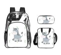 WZYCWB smiling donkey Printed backpack set | Lunch bag and pencil case | Perfect for work, business trips, and vacations.