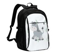 WZYCWB smiling donkey Printed laptop backpack, business men's commuter backpack, computer bag with USB port charging