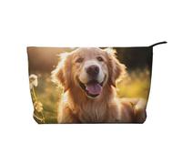 WZYCWB Smiling Golden Retriever Patterned Toiletry Storage Bag, Essential for organizing Cosmetics and Skincare Products.