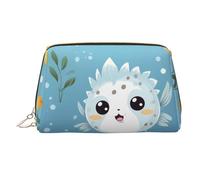 WZYCWB Smiling Pufferfish Printed Leather Cosmetic Bag for Women - Stylish and Soft, Durable