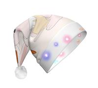 WZYCWB smiling rabbit Adult Santa Hats, Plush New Year Christmas Party Gifts, Unisex New Year LED Light Santa Hats
