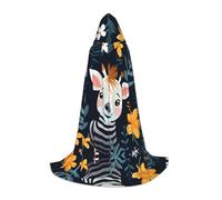 WZYCWB Smiling Zebra Printed Hooded Cape | Cosplay Costume, Halloween Anime Party Prop - Small