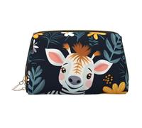 WZYCWB Smiling Zebra Printed Leather Cosmetic Bag for Women - Stylish and Soft, Durable