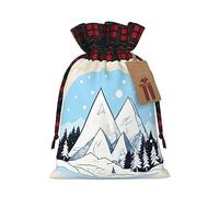WZYCWB Snow-capped mountains Christmas Gift Bags, Burlap Drawstring Gift Bags for Christmas Party Supplies Decoration Bags, 8.3 * 11.8 Inch