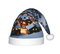 WZYCWB Snow Mountain Village Printed Christmas Hats for Kids, Cute Pointed Hats, Christmas Party Decorations and Gifts for Family Gatherings