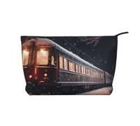 WZYCWB Snowy Night Railway Train Patterned Toiletry Storage Bag, Essential for organizing Cosmetics and Skincare Products.