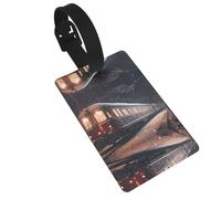 WZYCWB Snowy Night Railway Train Printed Luggage Tags - Waterproof and Durable Travel Tags