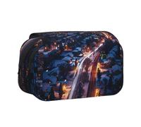 WZYCWB Snowy scene at night Patterned Portable Pencil Case ideal for organizing pens in the office or storing makeup brushes