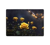 WZYCWB Soft Beautiful yellow roses print short-pile rug, 80 x 58 inches, fluffy and comfortable for living rooms, bedrooms, offices, and balconies.