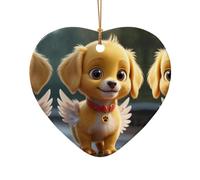WZYCWB soft feathers patterned Heart Shape ceramic pendant, perfect for decorating your home Christmas tree for winter parties