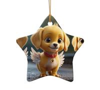 WZYCWB soft feathers patterned Star Shape ceramic pendant, perfect for decorating your home Christmas tree for winter parties