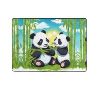 WZYCWB Soft Two happy pandas print short-pile rug, 80 x 58 inches, fluffy and comfortable for living rooms, bedrooms, offices, and balconies.