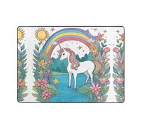 WZYCWB Soft Unicorns by the river print short-pile rug, 80 x 58 inches, fluffy and comfortable for living rooms, bedrooms, offices, and balconies.