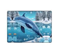 WZYCWB Soft winter the dolphin print short-pile rug, 80 x 58 inches, fluffy and comfortable for living rooms, bedrooms, offices, and balconies.