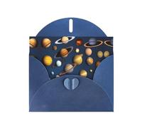 WZYCWB Solar System Planets Patterned Blue Holiday Card (6x4) with Envelope. Suitable for birthdays, weddings, and condolences.