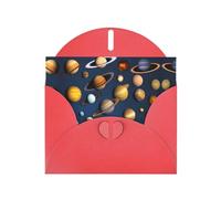 WZYCWB Solar System Planets Patterned Red Holiday Card (6x4) with Envelope. Suitable for birthdays, weddings, and condolences.