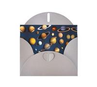 WZYCWB Solar System Planets Printed Gray Pearlescent Paper Holiday Cards 6x4 Inches - With Envelopes for Birthdays, Weddings, and Condolences