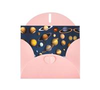 WZYCWB Solar System Planets Printed Pink Pearlescent Paper Holiday Card with Envelope. Suitable for birthday wishes wedding congratulations and condolences.