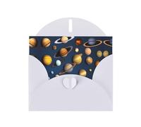 WZYCWB Solar System Planets Printed White Pearlescent Paper Holiday Card with Envelope. Suitable for birthday wishes wedding congratulations and condolences.