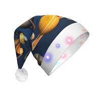 WZYCWB Solar System Planets Printing Glowing Santa Hat - Perfect for Christmas, New Year's, and Holiday Parties