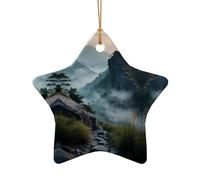 WZYCWB Soldiers on the cliff patterned Star Shape ceramic pendant, perfect for decorating your home Christmas tree for winter parties