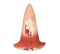 WZYCWB solid-colored deer Printed Hooded Cape | Cosplay Costume, Halloween Anime Party Prop - Small