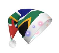 WZYCWB South African flag Adult Santa Hats, Plush New Year Christmas Party Gifts, Unisex New Year LED Light Santa Hats