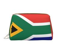 WZYCWB South African flag Leather cosmetic bag with pockets, portable travel cosmetic bag, large capacity cosmetic storage bag,