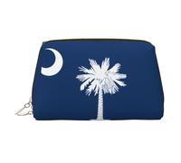WZYCWB South Carolina Flag Patterned Leather Cosmetic Bag - Perfect for Carry-On or Home Organization