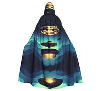 WZYCWB Spacecraft descend Halloween decoration cape, adult large size hooded cape, unisex carnival cape for masquerade, role play