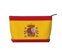 WZYCWB Spanish flag Corduroy cosmetic bag, women's portable zipper handbag purse, suitable for travel and daily storage, cosmetics