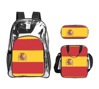 WZYCWB Spanish flag Printed backpack set | Lunch bag and pencil case | Perfect for work, business trips, and vacations.