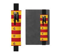 WZYCWB Spanish Flag Printed Large-Capacity PVC Pen Holder + Creative Diary Pen Bag Set with Elastic Band Anti-Slip Design
