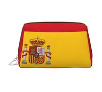 WZYCWB Spanish Flag Printed Leather Cosmetic Bag for Women - Stylish and Soft, Durable