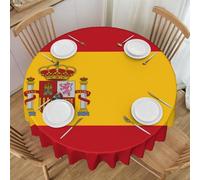 WZYCWB Spanish Flag Printed Round Tablecloth, Party Table Protector, 60-inch Diameter, Suitable for Indoor and Outdoor Dining or Decoration.