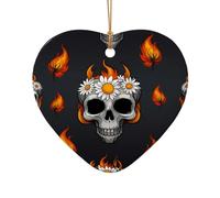 WZYCWB spider head cartoon daisy patterned Heart Shape ceramic pendant, perfect for decorating your home Christmas tree for winter parties