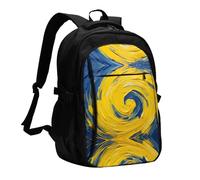 WZYCWB spiral eddy Printed laptop backpack, business men's commuter backpack, computer bag with USB port charging