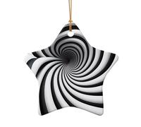 WZYCWB spiral optical illusion gif patterned Star Shape ceramic pendant, perfect for decorating your home Christmas tree for winter parties
