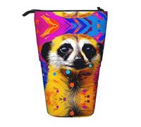 WZYCWB Spirited Meerkat Printed Retractable Pen Holder Suitable for use as a Simple Cosmetic Bag, Wallet, etc.