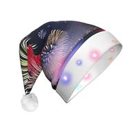 WZYCWB Splendid fireworks Adult Santa Hats, Plush New Year Christmas Party Gifts, Unisex New Year LED Light Santa Hats