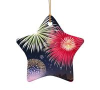WZYCWB Splendid fireworks patterned Star Shape ceramic pendant, perfect for decorating your home Christmas tree for winter parties