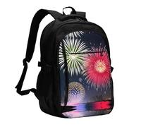 WZYCWB Splendid fireworks Printed laptop backpack, business men's commuter backpack, computer bag with USB port charging