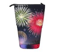 WZYCWB Splendid Fireworks Printed Retractable Pen Holder Suitable for use as a Simple Cosmetic Bag, Wallet, etc.