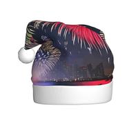 WZYCWB Splendid fireworks Printed Santa Hats - Perfect for Christmas Eve, New Year's Eve, and Holiday Parties