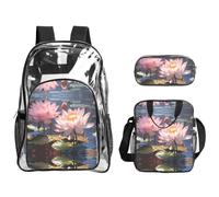 WZYCWB Splendid Lotus Flower Printed backpack set | Lunch bag and pencil case | Perfect for work, business trips, and vacations.