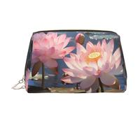 WZYCWB Splendid Lotus Flower Printed Leather Cosmetic Bag for Women - Stylish and Soft, Durable