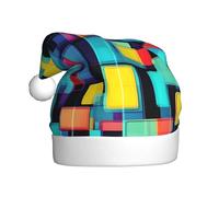 WZYCWB Square geometry diagram Adult Christmas hat, unisex, Santa Claus, Christmas, Halloween, holiday party adult plush Christmas hat