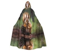 WZYCWB Squirrel holding a pinecone Halloween hooded cape, a stylish adult cape perfect for carnivals, themed parties, and masquerades.